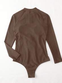 彩色拉链前片连体防晒衣，适合夏季海滩度假 - 棕色 - 查看 2