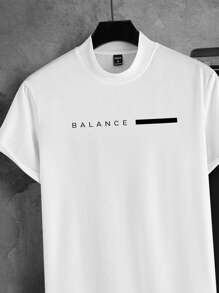 Manfinity Homme Men Letter Graphic Tee & Sweatpants - Black and White - View 4