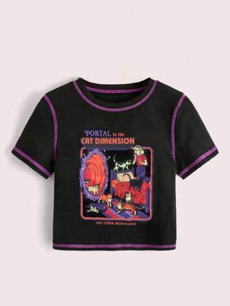 Stevenrhodes Stitching Trim Cartoon Graphic Tee