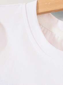 男大童字母圖案T恤和褲子 - 藍白色 - 查看 8