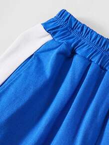 男大童字母圖案T恤和褲子 - 藍白色 - 查看 9