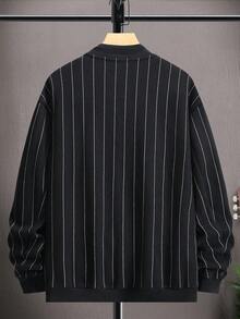 Manfinity Homme Lỏng lẻo phù hợp Nam Đồ họa sọc & chữ Áo khoác bomber - màu đen - Xem 2