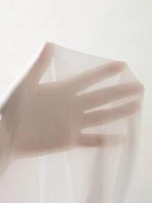 SHEIN Essnce 素色不對稱下擺半身裙 - 白色 - 查看 7