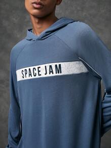 SPACE JAM: A NEW LEGACY X SHEIN Men 1pc Cartoon Graphic Raglan Sleeve Hoodie Spring And Autumn Style