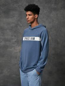 SPACE JAM: A NEW LEGACY X SHEIN Men 1pc Cartoon Graphic Raglan Sleeve Hoodie Spring And Autumn Style