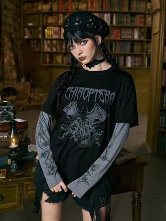 Academia 2 In 1 Letter Bat Graphic Tee