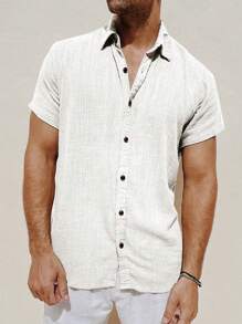 Men's Casual Textured Fabric Short-Sleeved Shirt
