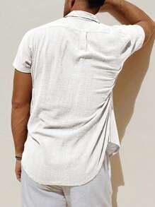 Men's Casual Textured Fabric Short-Sleeved Shirt