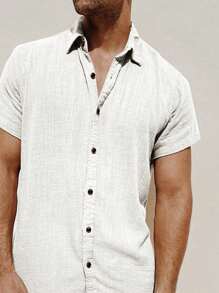 Men's Casual Textured Fabric Short-Sleeved Shirt