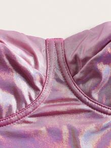 SHEIN ICON 鐳射緊身上衣短款抹胸上衣 - 玫紅色 - 查看 3