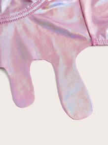 SHEIN ICON 鐳射緊身上衣短款抹胸上衣 - 玫紅色 - 查看 4