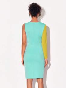 Sylvia Mollie 前鏤空撞色緊身洋裝 - 彩色 - 查看 2