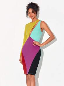 Sylvia Mollie 前鏤空撞色緊身洋裝 - 彩色 - 查看 3