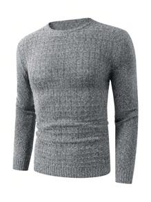 Manfinity Homme 男士雜色針織套頭毛衣 - 灰色 - 查看 1