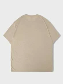 ROMWE MEN Corpse Bride | ROMWE 男士棉质图案 T 恤，学校 - 卡其色 - 查看 2