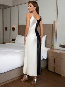 SHEIN Privé 雙色吊帶連衣裙 - 黑與白 - 查看 2