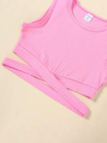 SHEIN WESTFADE Young Tween Girl Crisscross Cut Out Waist Tank Top