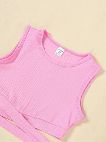 SHEIN WESTFADE Young Tween Girl Crisscross Cut Out Waist Tank Top