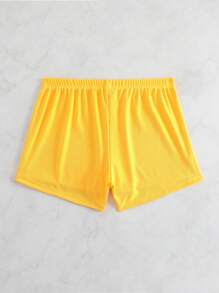 條紋針織前繫帶泳衣下裝 - 黃色 - 查看 2