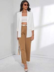 SHEIN Privé 翻領捲邊袖西裝外套