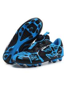 Boys Graphic Print Lace-up Front Soccer Shoes For Outdoor