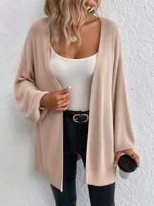 SHEIN Essnce Áo khoác cardigan thiết kế giản dị thả vai - Màu be - Xem 4