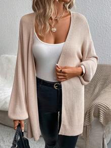 SHEIN Essnce Áo khoác cardigan thiết kế giản dị thả vai - Màu be - Xem 6
