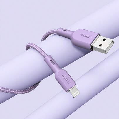 JMMO iPhone 数据线，尼龙 USB-A 转闪电数据线，尼龙编织线，兼容 iPhone，480Mbps 数据传输 0.82FT/0.25M [Apple MFi 认证] 圣诞礼物，秋冬必备品