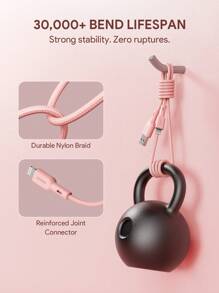 JMMO iPhone 数据线，尼龙 USB-A 转闪电数据线，尼龙编织线，兼容 iPhone，480Mbps 数据传输 3.3FT/1M [Apple MFi 认证] 圣诞礼物，秋冬必备品 - 紫色 - 查看 2