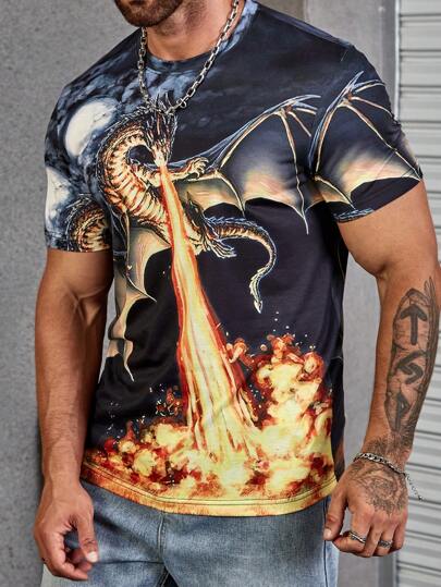 Guys Dragon Print Tee