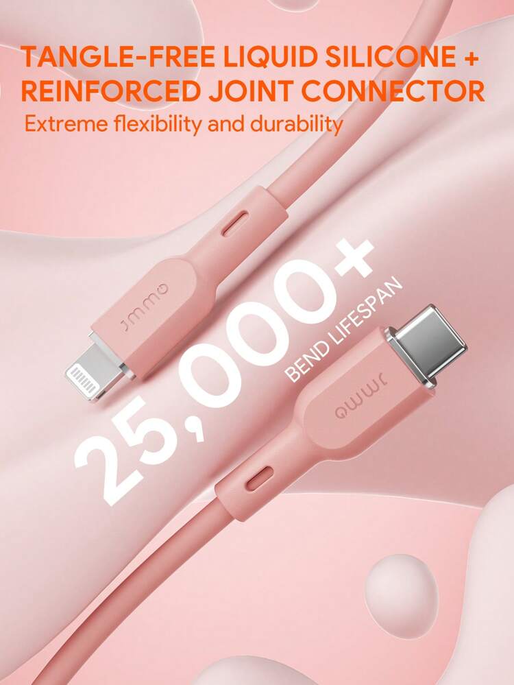 JMMO Cable ,Silicone USB-C To Lightning Cable,Type-C Charger Cable Cord Compatible With  0.82FT/0.25M 18W [ MFi Certified]