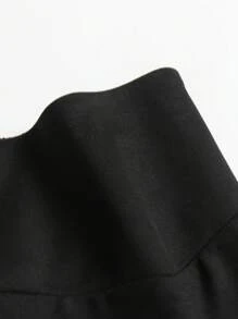 SHEIN Franclia Plus Button Front Wide Leg Pants - Black - View 4