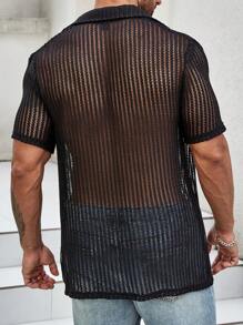 Manfinity RSRT Men Solid Lapel Collar Shirt - Black - View 2