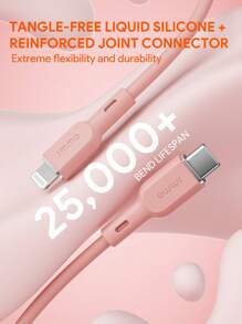 JMMO 1件 矽膠 USB-C 轉 Lightning 充電線，Type-C 充電線，0.82英尺/0.25公尺，18W [MFi 認證] - 白色 - 查看 2