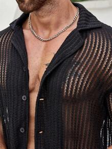 Manfinity RSRT Men Solid Lapel Collar Shirt - Black - View 6