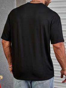 Manfinity 男士蝴蝶和標語圖案T恤 - 黑色 - 查看 5