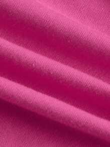 SHEIN EZwear Plus Slogan Graphic Contrast Binding Shorts - Hot Pink - View 4