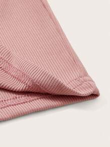 SHEIN BASICS Chất rắn Scoop Cổ Váy bodycon - Bụi hồng - Xem 3