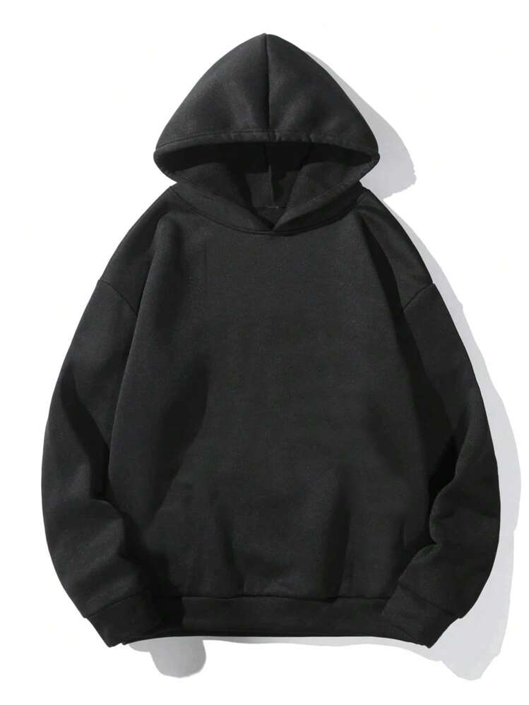 Manfinity RebelGame Sudadera Con Capucha Estampada De Dibujos Animados De Talla Grande Para Hombre De Corte Holgado - Negro - Ver 2