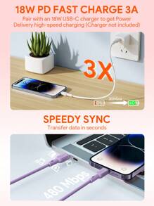 JMMO 1條矽膠 USB-C 轉 Lightning 充電線，Type-C 充電線，6.6FT/2M 18W，相容 [MFi 認證] - 白色 - 查看 3