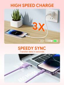 JMMO 矽膠 USB-A 轉 Lightning 傳輸線，USB 轉 Lightning 充電線 3.3FT/1M [Apple MFi 認證] 聖誕禮物，秋冬必備 - 紫色 - 查看 3