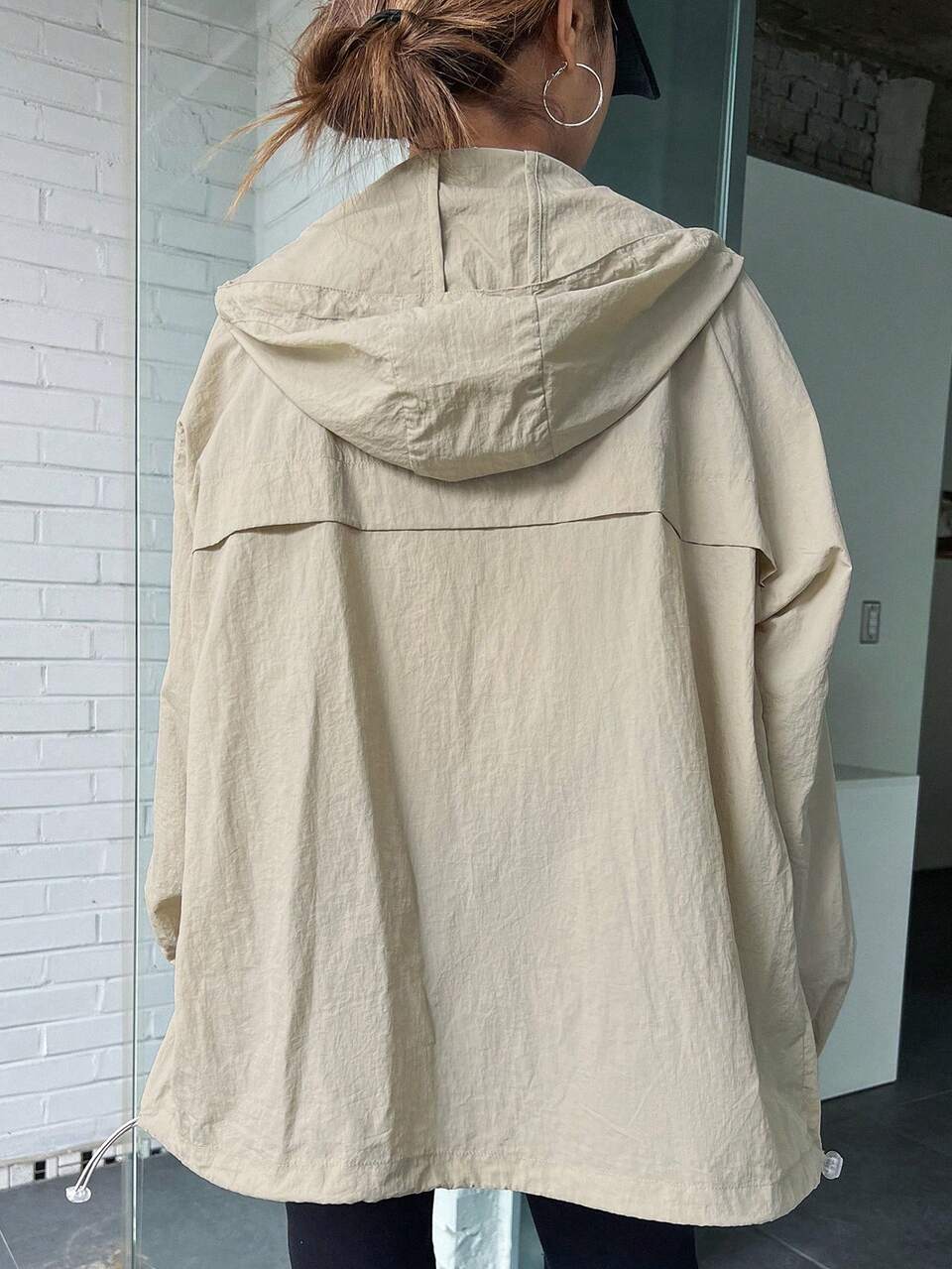 Raglan Sleeve Zip Up Hooded Jacket