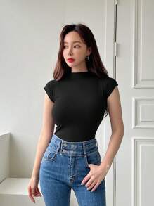 DAZY Camiseta Sólida De Manga Corta - Negro - Ver 4