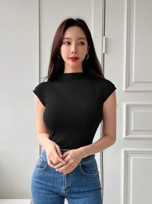 DAZY Camiseta Sólida De Manga Corta - Negro - Ver 6