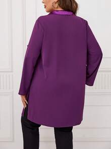 EMERY ROSE Talla grande Camisa con parche de bolsillo - Morado - Ver 2