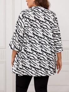 EMERY ROSE Hơn Sọc Ngựa vằn Mở Mặt trước áo - Đen và trắng - Xem 2