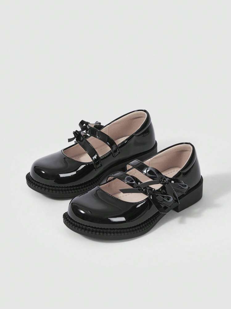 Chicas Zapatos mary jane con diseño de lazo preppy para exterior - Negro - Añade 6