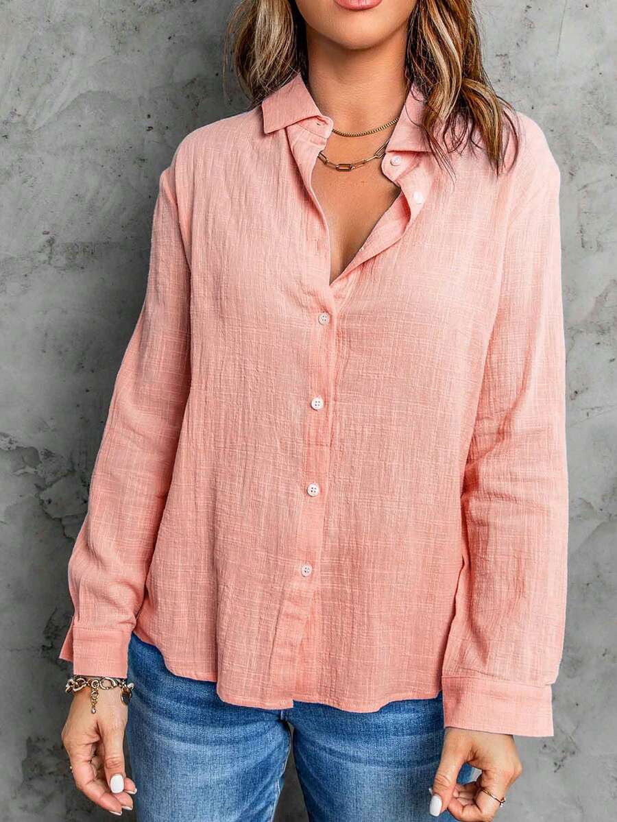 CILKOO Áo sơ mi công sở dài tay rộng rãi màu trơn thời trang xuân/hè trễ vai cho nữ