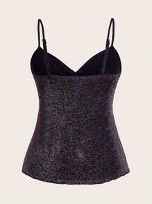 SHEIN ICON 大碼前抽繩下擺開叉吊帶上衣 - 黑色 - 查看 2