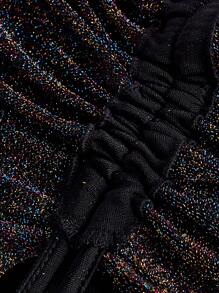 SHEIN ICON 大碼前抽繩下擺開叉吊帶上衣 - 黑色 - 查看 4